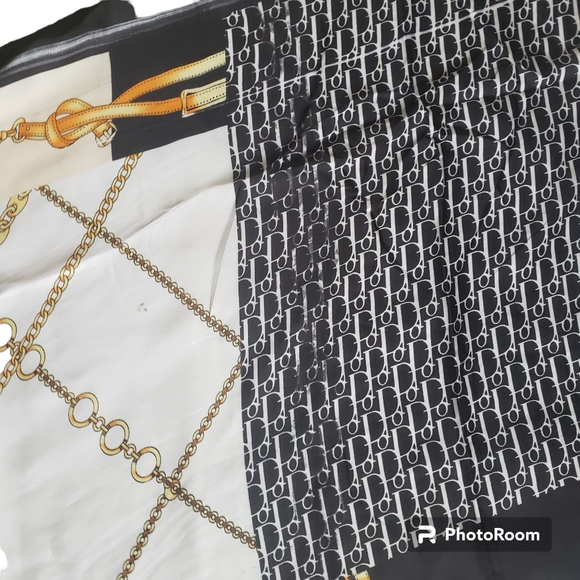 Silk like scarf, NOT DIOR, polyester. - Picture 8 of 8